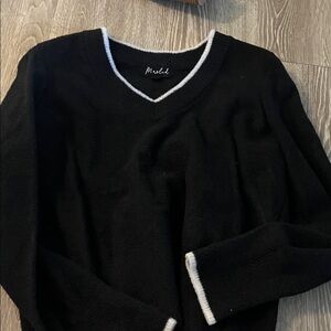 MarlaWynne Black Sweater with White Trim